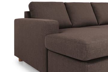 Crazy 4-seters Høyrevendt U-formet Small Sofa med Divan og Sjeselong i Stoff - Brun - Møbler - Sofaer - Sofaer med sjeselong - 3 seters sofa med divan