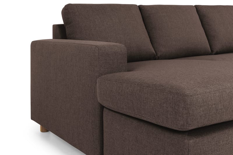 Crazy 4-seters Høyrevendt U-formet Small Sofa med Divan og Sjeselong i Stoff - Brun - Møbler - Sofaer - Sofaer med sjeselong - 3 seters sofa med divan