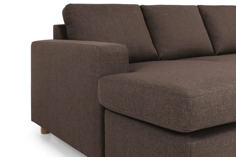Crazy 4-seters Høyrevendt U-formet Small Sofa med Divan og Sjeselong i Stoff - Brun - Møbler - Sofaer - Sofaer med sjeselong - 3 seters sofa med divan
