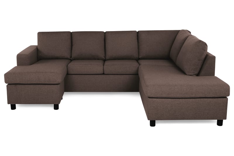 Crazy 4-seters Høyrevendt U-formet Small Sofa med Divan og Sjeselong i Stoff - Brun - Møbler - Sofaer - Sofaer med sjeselong - 3 seters sofa med divan