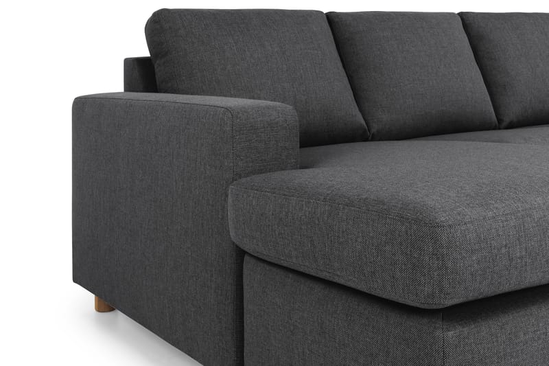 Crazy 4-seters Høyrevendt U-formet Small Sofa med Divan og Sjeselong i Stoff - Mørk grå - Møbler - Sofaer - Sofaer med sjeselong - 3 seters sofa med divan