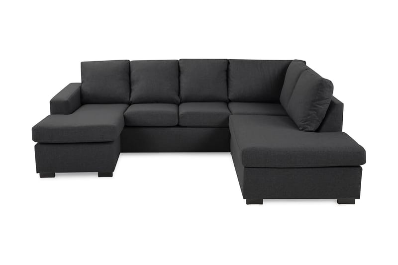 Crazy 4-seters Høyrevendt U-formet Small Sofa med Divan og Sjeselong i Stoff - Mørk grå - Møbler - Sofaer - Sofaer med sjeselong - 3 seters sofa med divan