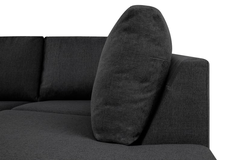 Crazy 4-seters Høyrevendt U-formet Small Sofa med Divan og Sjeselong i Stoff - Mørk grå - Møbler - Sofaer - Sofaer med sjeselong - 3 seters sofa med divan