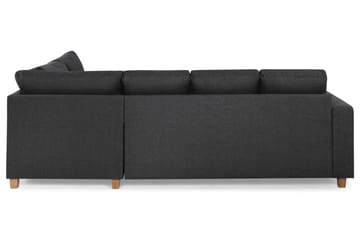 Crazy 4-seters Høyrevendt U-formet Small Sofa med Divan og Sjeselong i Stoff - Mørk grå - Møbler - Sofaer - Sofaer med sjeselong - 3 seters sofa med divan