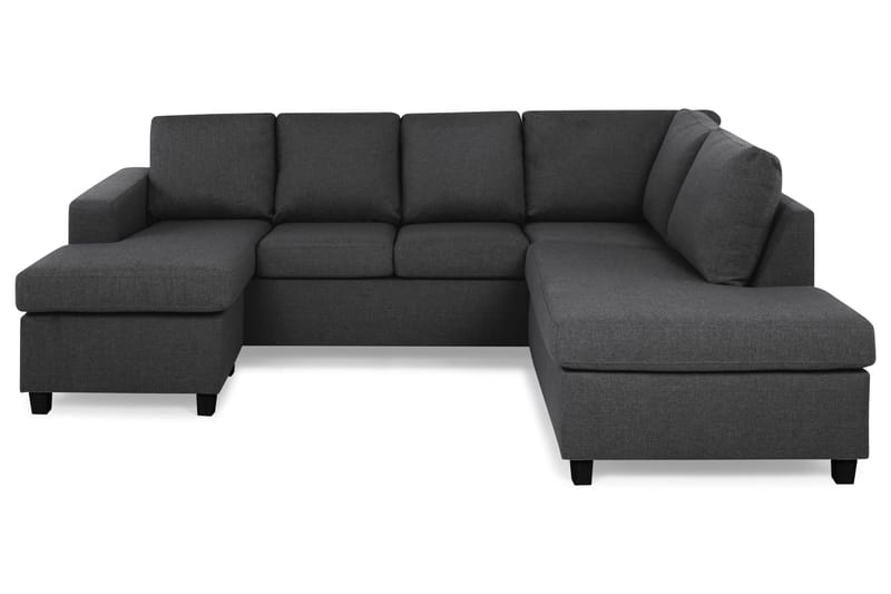 Crazy 4-seters Høyrevendt U-formet Small Sofa med Divan og Sjeselong i Stoff, Mørk grå