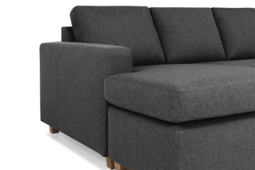 Crazy 4-seters Høyrevendt U-formet Small Sofa med Divan og Sjeselong i Stoff - Mørk grå - Møbler - Sofaer - Sofaer med sjeselong - 3 seters sofa med divan