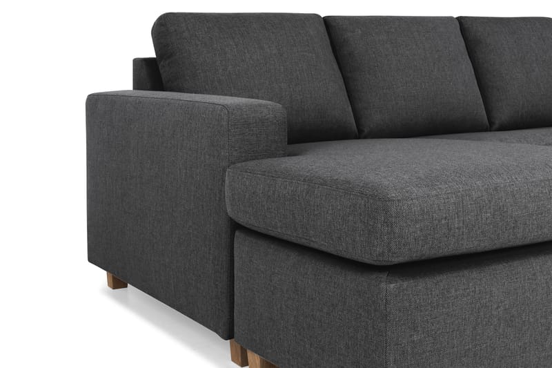 Crazy 4-seters Høyrevendt U-formet Small Sofa med Divan og Sjeselong i Stoff - Mørk grå - Møbler - Sofaer - Sofaer med sjeselong - 3 seters sofa med divan