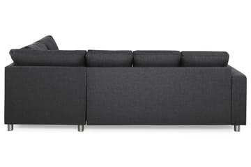 Crazy 4-seters Høyrevendt U-formet Small Sofa med Divan og Sjeselong i Stoff - Mørk grå - Møbler - Sofaer - Sofaer med sjeselong - 3 seters sofa med divan