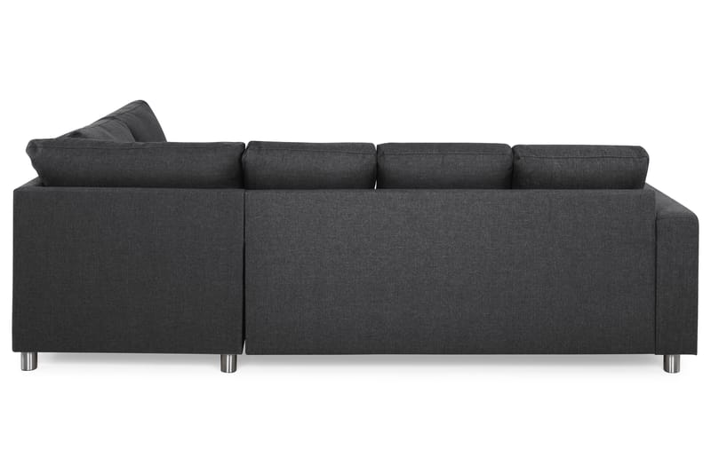 Crazy 4-seters Høyrevendt U-formet Small Sofa med Divan og Sjeselong i Stoff - Mørk grå - Møbler - Sofaer - Sofaer med sjeselong - 3 seters sofa med divan