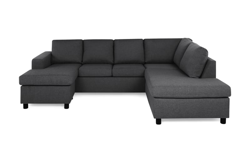 Crazy 4-seters Høyrevendt U-formet Small Sofa med Divan og Sjeselong i Stoff - Mørk grå - Møbler - Sofaer - Sofaer med sjeselong - 3 seters sofa med divan