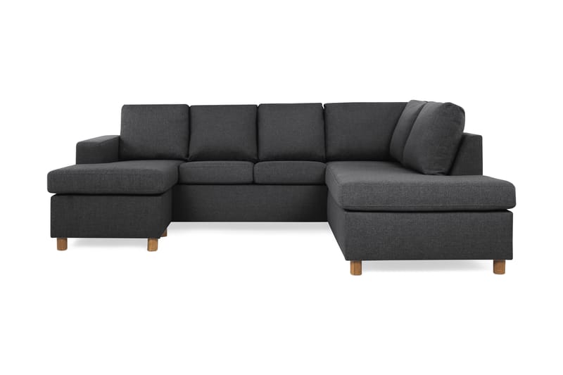 Crazy 4-seters Høyrevendt U-formet Small Sofa med Divan og Sjeselong i Stoff - Mørk grå - Møbler - Sofaer - Sofaer med sjeselong - 3 seters sofa med divan