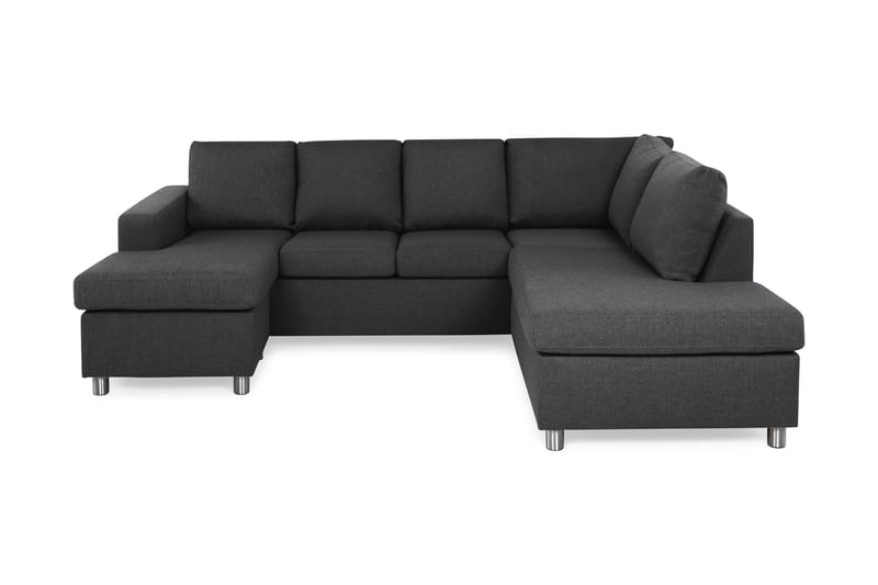 Crazy 4-seters Høyrevendt U-formet Small Sofa med Divan og Sjeselong i Stoff - Mørk grå - Møbler - Sofaer - Sofaer med sjeselong - 3 seters sofa med divan