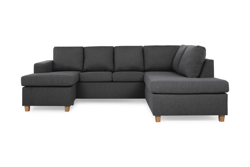 Crazy 4-seters Høyrevendt U-formet Small Sofa med Divan og Sjeselong i Stoff - Mørk grå - Møbler - Sofaer - Sofaer med sjeselong - 3 seters sofa med divan