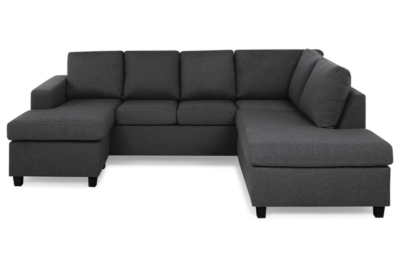 Crazy 4-seters Høyrevendt U-formet Small Sofa med Divan og Sjeselong i Stoff - Mørk grå - Møbler - Sofaer - Sofaer med sjeselong - 3 seters sofa med divan