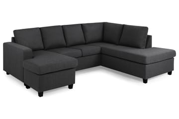 Crazy 4-seters Høyrevendt U-formet Small Sofa med Divan og Sjeselong i Stoff - Mørk grå - Møbler - Sofaer - Sofaer med sjeselong - 3 seters sofa med divan
