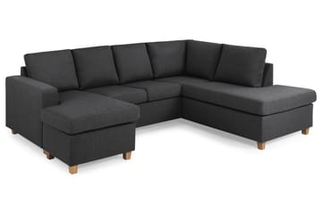 Crazy 4-seters Høyrevendt U-formet Small Sofa med Divan og Sjeselong i Stoff - Mørk grå - Møbler - Sofaer - Sofaer med sjeselong - 3 seters sofa med divan