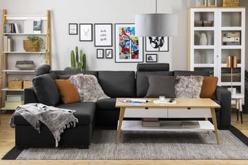 Crazy 4-seters Venstrevendt L-formet Sjeselongsofa i Stoff - Antrasitt - Møbler - Sofaer - Sofaer med sjeselong - 3 seters sofa med divan