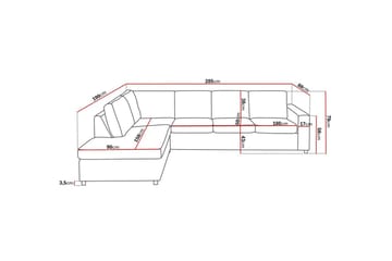 Crazy 4-seters Venstrevendt L-formet Sjeselongsofa i Stoff - Antrasitt - Møbler - Sofaer - Sofaer med sjeselong - 3 seters sofa med divan