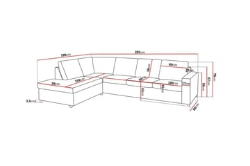 Crazy 4-seters Venstrevendt L-formet Sjeselongsofa i Stoff - Antrasitt - Møbler - Sofaer - Sofaer med sjeselong - 3 seters sofa med divan