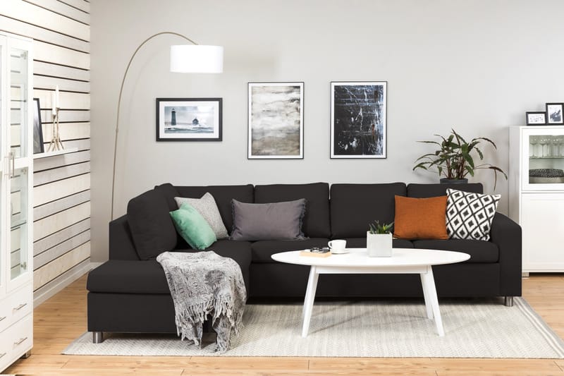 Crazy 4-seters Venstrevendt L-formet Sjeselongsofa i Stoff - Antrasitt - Møbler - Sofaer - Sofaer med sjeselong - 3 seters sofa med divan