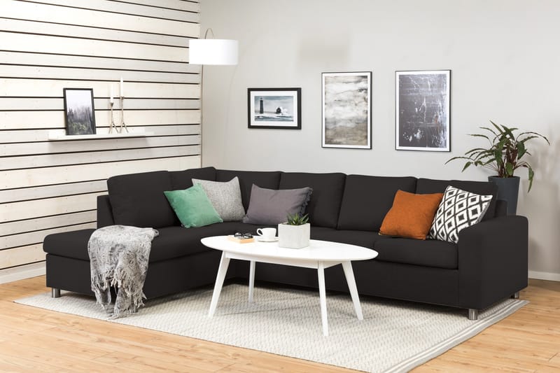 Crazy 4-seters Venstrevendt L-formet Sjeselongsofa i Stoff - Antrasitt - Møbler - Sofaer - Sofaer med sjeselong - 3 seters sofa med divan