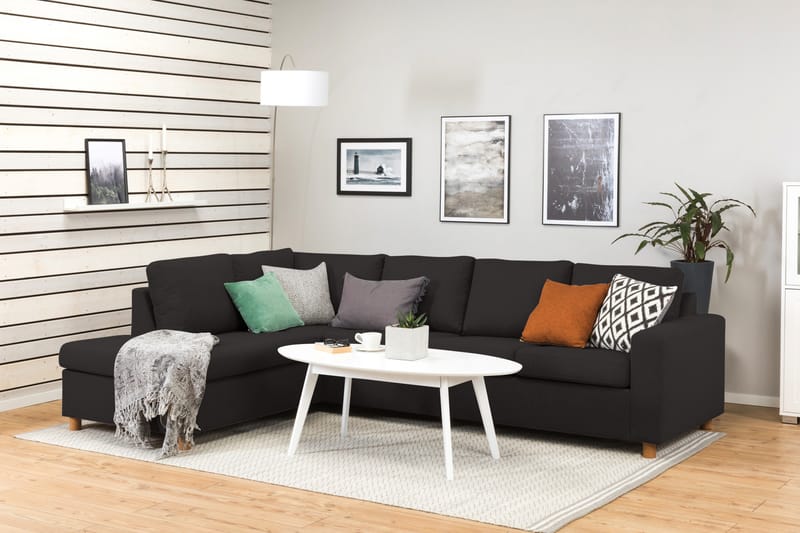 Crazy 4-seters Venstrevendt L-formet Sjeselongsofa i Stoff - Antrasitt - Møbler - Sofaer - Sofaer med sjeselong - 3 seters sofa med divan