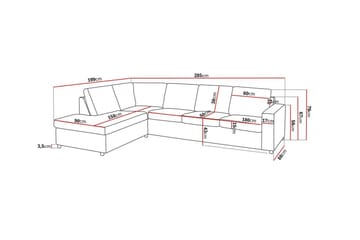 Crazy 4-seters Venstrevendt L-formet Sjeselongsofa i Stoff - Antrasitt - Møbler - Sofaer - Sofaer med sjeselong - 3 seters sofa med divan