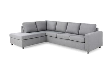 Crazy 4-seters Venstrevendt L-formet Sjeselongsofa i Stoff - Grå - Møbler - Sofaer - Sofaer med sjeselong - 3 seters sofa med divan