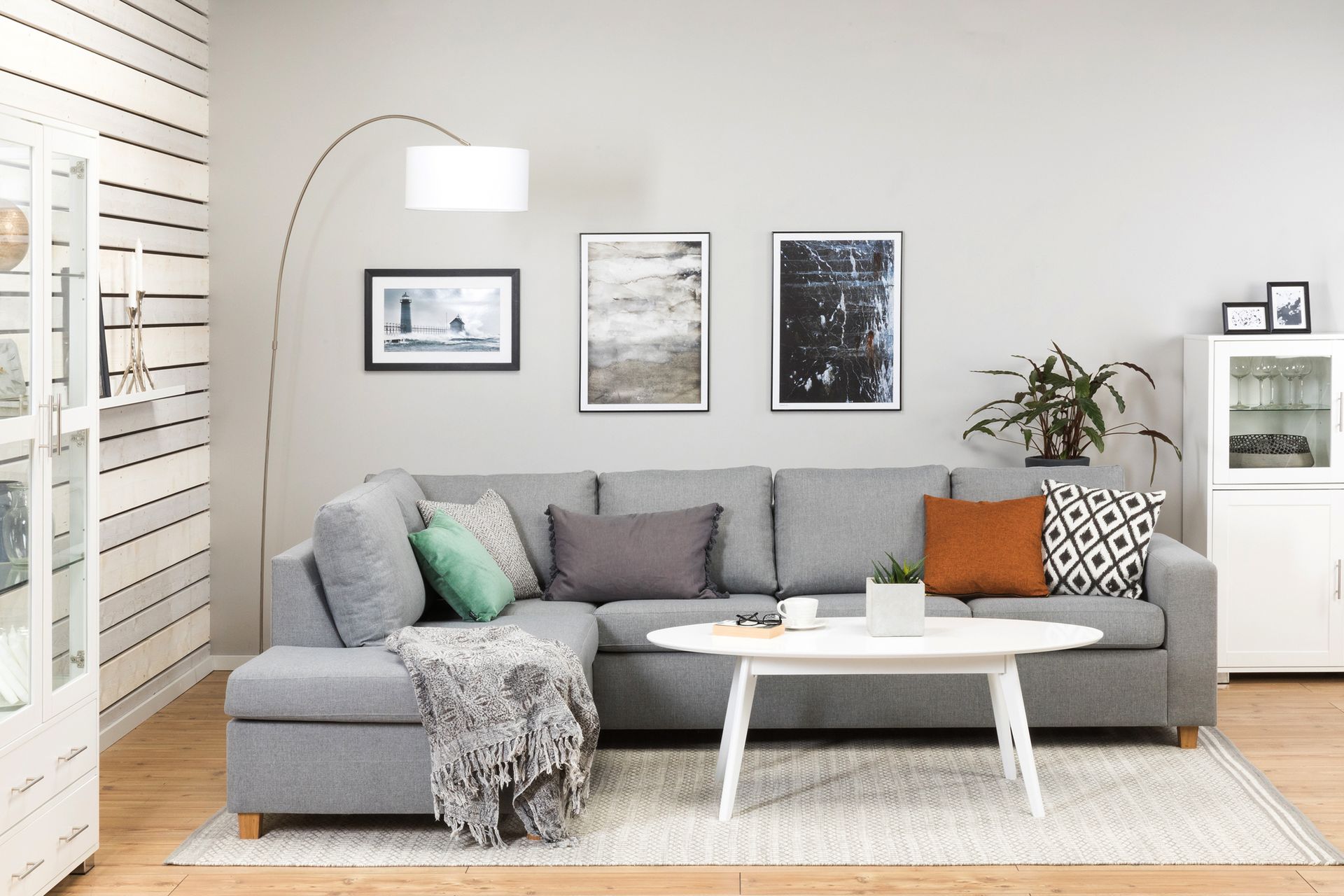 Crazy 4-seters Venstrevendt L-formet Sjeselongsofa i Stoff - Grå - Møbler - Sofaer - Sofaer med sjeselong - 3 seters sofa med divan