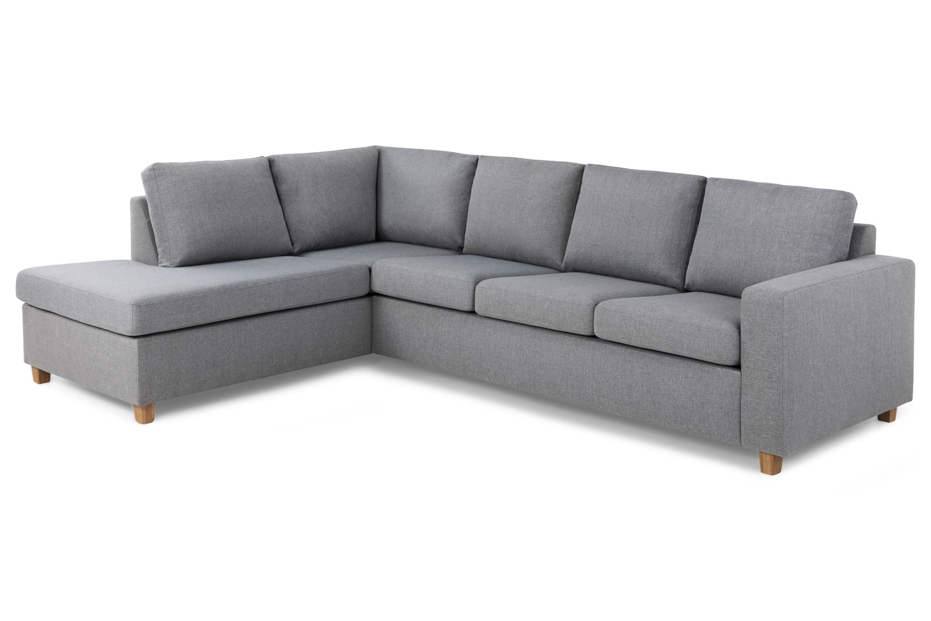 Crazy 4-seters Venstrevendt L-formet Sjeselongsofa i Stoff - Grå - Møbler - Sofaer - Sofaer med sjeselong - 3 seters sofa med divan
