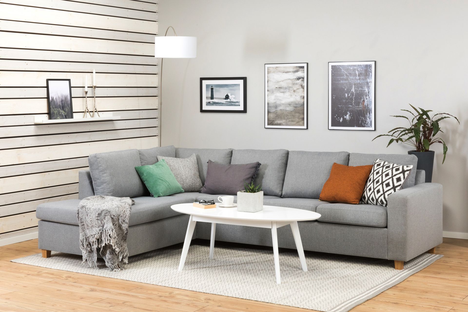 Crazy 4-seters Venstrevendt L-formet Sjeselongsofa i Stoff - Grå - Møbler - Sofaer - Sofaer med sjeselong - 3 seters sofa med divan