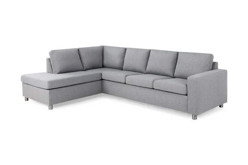 Crazy 4-seters Venstrevendt L-formet Sjeselongsofa i Stoff - Grå - Møbler - Sofaer - Sofaer med sjeselong - 3 seters sofa med divan