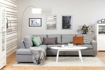 Crazy 4-seters Venstrevendt L-formet Sjeselongsofa i Stoff - Grå - Møbler - Sofaer - Sofaer med sjeselong - 3 seters sofa med divan