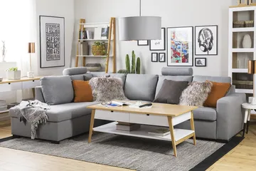 Crazy 4-seters Venstrevendt L-formet Sjeselongsofa i Stoff - Grå - Møbler - Sofaer - Sofaer med sjeselong - 3 seters sofa med divan