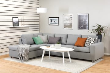 Crazy 4-seters Venstrevendt L-formet Sjeselongsofa i Stoff - Grå - Møbler - Sofaer - Sofaer med sjeselong - 3 seters sofa med divan
