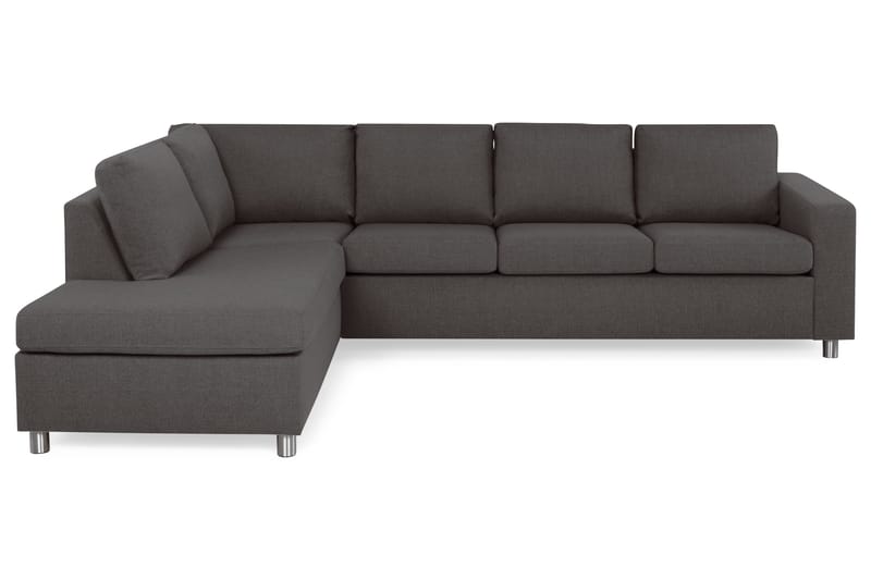 Crazy 4-seters Venstrevendt L-formet Sjeselongsofa i Stoff - Mørk grå - Møbler - Sofaer - Sofaer med sjeselong - 3 seters sofa med divan