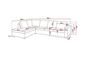 Crazy 4-seters Venstrevendt L-formet Sjeselongsofa i Stoff - Mørk grå - Møbler - Sofaer - Sofaer med sjeselong - 3 seters sofa med divan