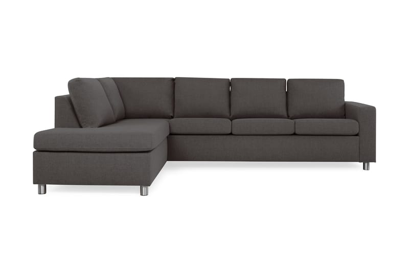 Crazy 4-seters Venstrevendt L-formet Sjeselongsofa i Stoff - Mørk grå - Møbler - Sofaer - Sofaer med sjeselong - 3 seters sofa med divan