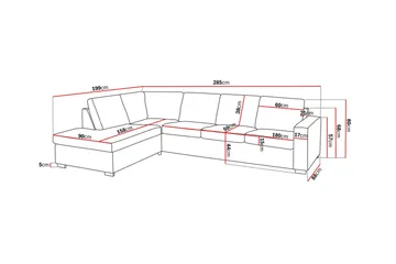 Crazy 4-seters Venstrevendt L-formet Sjeselongsofa i Stoff - Mørk grå - Møbler - Sofaer - Sofaer med sjeselong - 3 seters sofa med divan