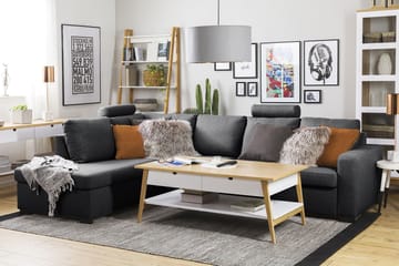 Crazy 4-seters Venstrevendt L-formet Sjeselongsofa i Stoff - Mørk grå - Møbler - Sofaer - Sofaer med sjeselong - 3 seters sofa med divan