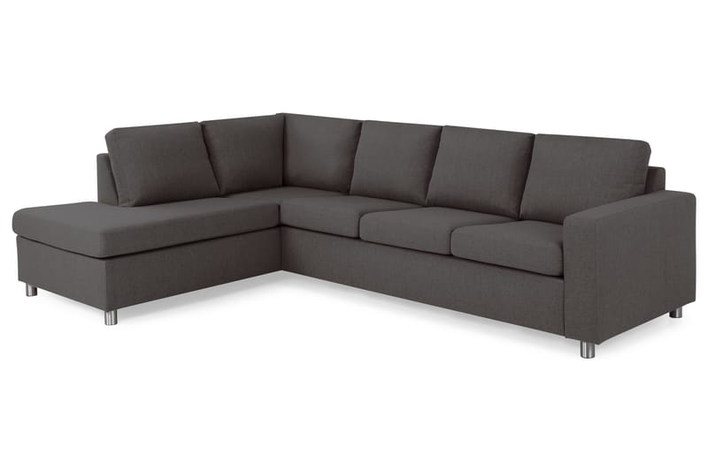 Crazy 4-seters Venstrevendt L-formet Sjeselongsofa i Stoff - Mørk grå - Møbler - Sofaer - Sofaer med sjeselong - 3 seters sofa med divan
