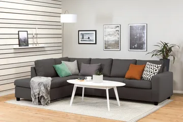 Crazy 4-seters Venstrevendt L-formet Sjeselongsofa i Stoff - Mørk grå - Møbler - Sofaer - Sofaer med sjeselong - 3 seters sofa med divan