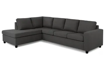 Crazy 4-seters Venstrevendt L-formet Sjeselongsofa i Stoff - Mørk grå - Møbler - Sofaer - Sofaer med sjeselong - 3 seters sofa med divan