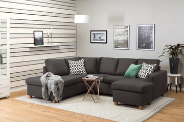 Crazy 4-seters Venstrevendt U-formet Small Sofa med Divan og Sjeselong i Stoff - Mørk grå - Møbler - Sofaer - Sofaer med sjeselong - 3 seters sofa med divan
