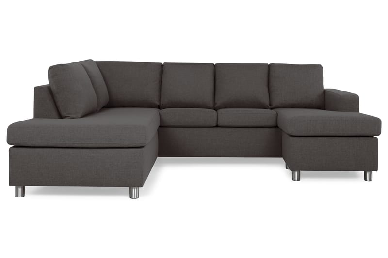 Crazy 4-seters Venstrevendt U-formet Small Sofa med Divan og Sjeselong i Stoff - Mørk grå - Møbler - Sofaer - Sofaer med sjeselong - 3 seters sofa med divan