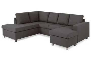 Crazy 4-seters Venstrevendt U-formet Small Sofa med Divan og Sjeselong i Stoff - Mørk grå - Møbler - Sofaer - Sofaer med sjeselong - 3 seters sofa med divan