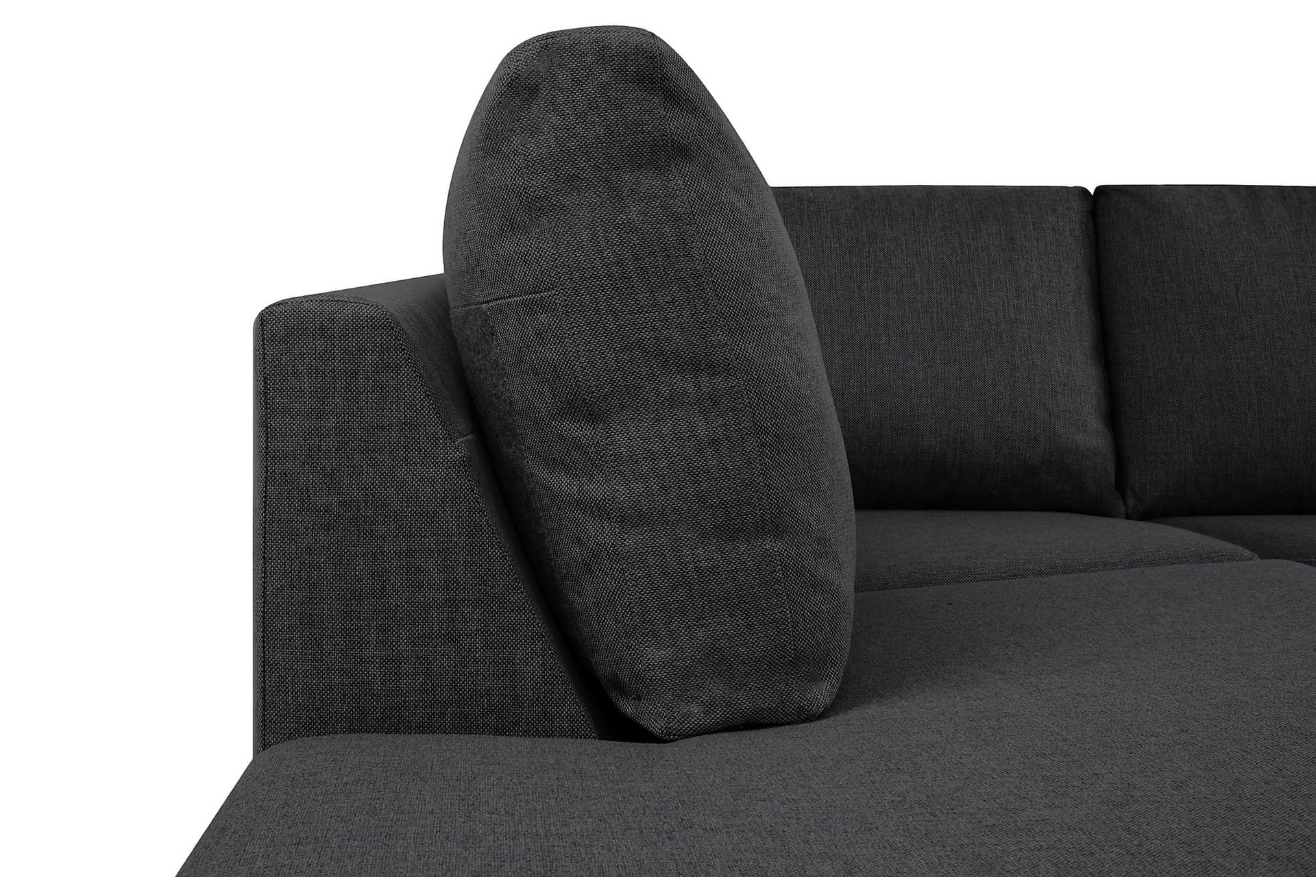 Crazy 4-seters Venstrevendt U-formet Small Sofa med Divan og Sjeselong i Stoff - Mørk grå - Møbler - Sofaer - Sofaer med sjeselong - 3 seters sofa med divan