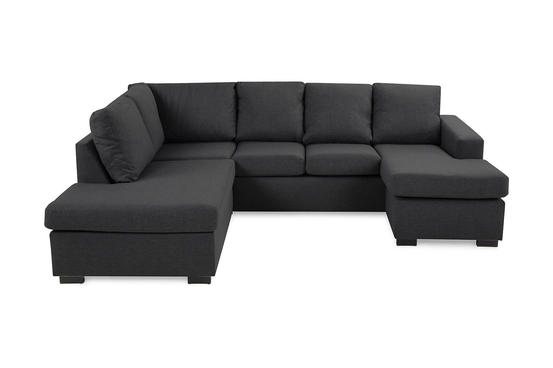 Crazy 4-seters Venstrevendt U-formet Small Sofa med Divan og Sjeselong i Stoff - Mørk grå - Møbler - Sofaer - Sofaer med sjeselong - 3 seters sofa med divan