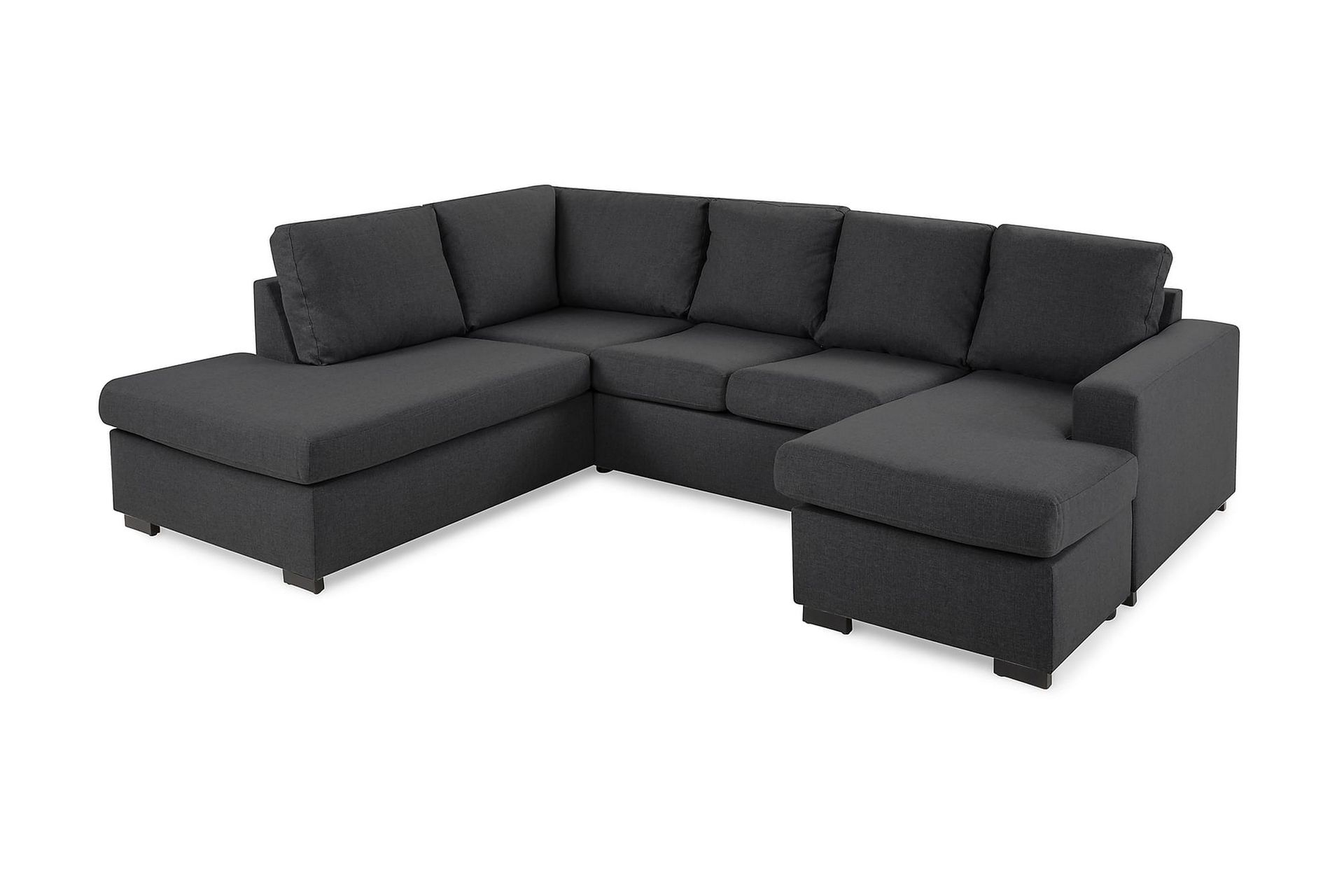 Crazy 4-seters Venstrevendt U-formet Small Sofa med Divan og Sjeselong i Stoff - Mørk grå - Møbler - Sofaer - Sofaer med sjeselong - 3 seters sofa med divan