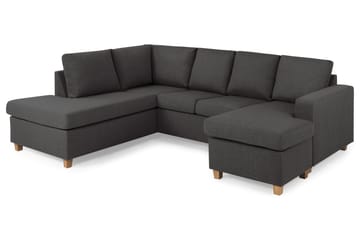 Crazy 4-seters Venstrevendt U-formet Small Sofa med Divan og Sjeselong i Stoff - Mørk grå - Møbler - Sofaer - Sofaer med sjeselong - 3 seters sofa med divan